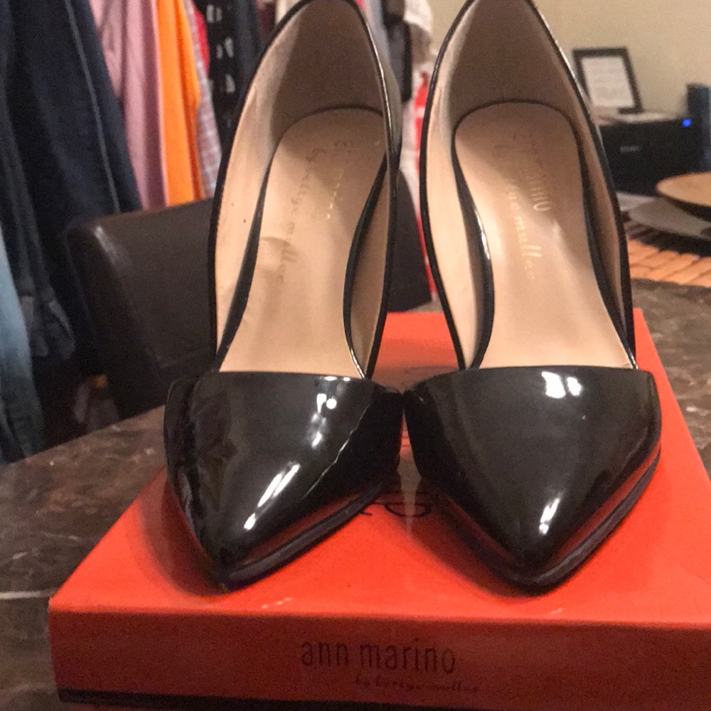 Black patient leather heels